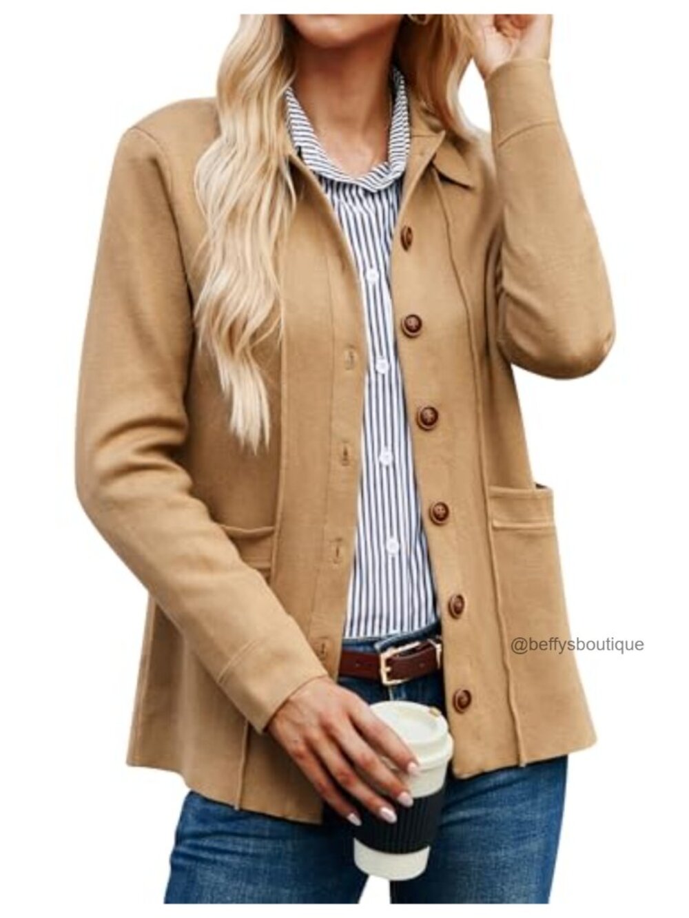 Women's Button Down Cardigan Sweater Knit Long Sleeve with Pockets